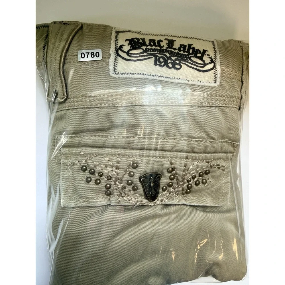Vintage Blac Label Pants Mens 42x35 Khaki Y2K Studded Skater Punk 90s Gangster